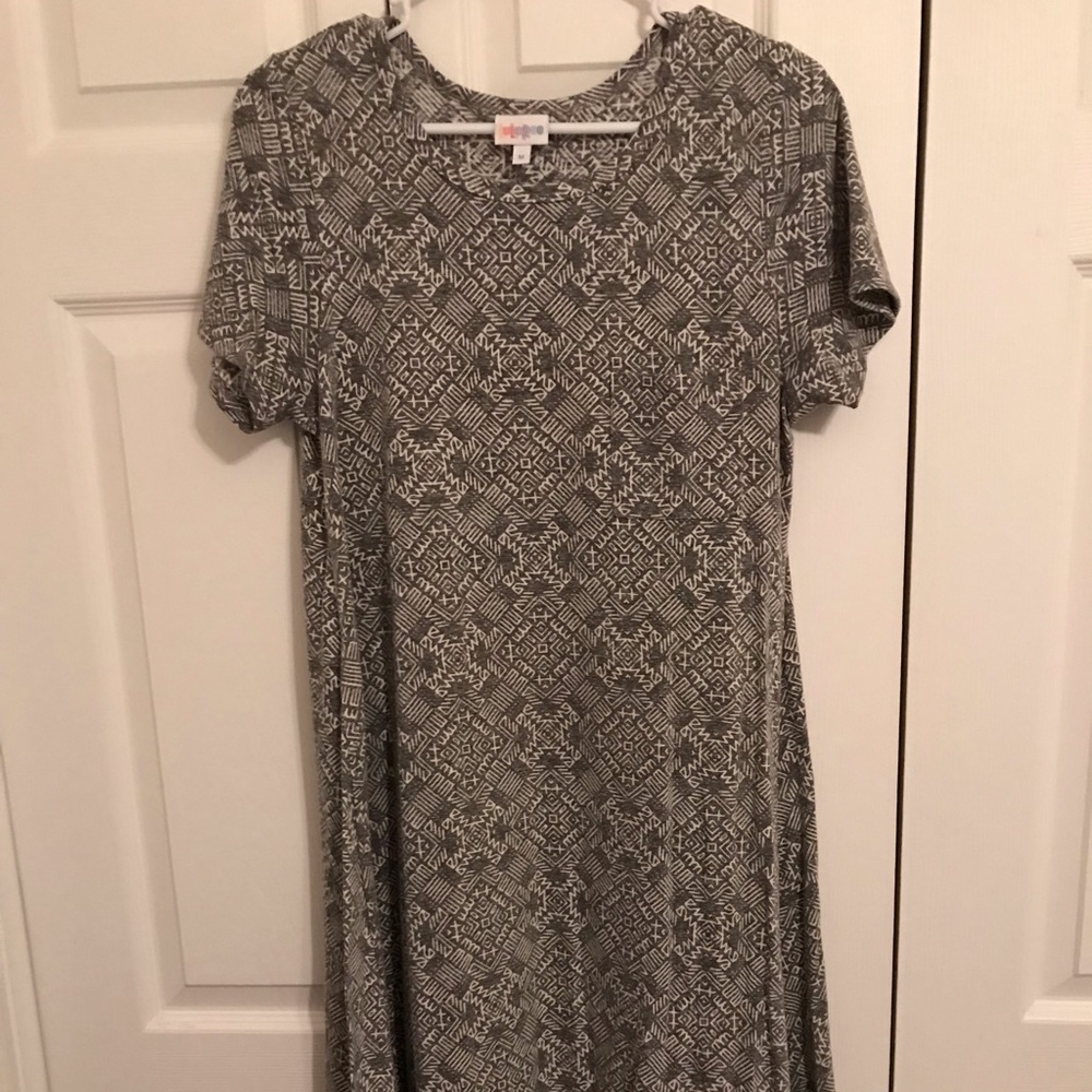LuLaRoe Carl dress, size medium, grey print